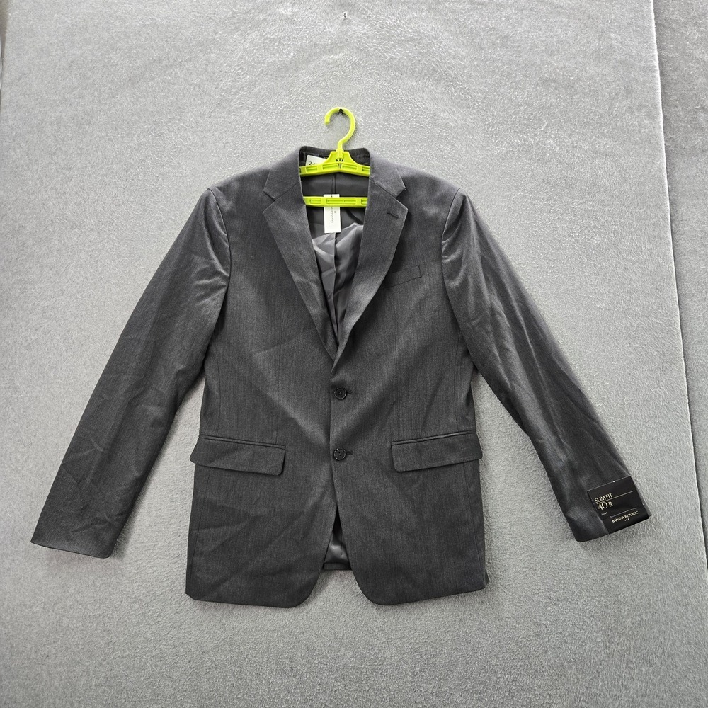 Banana Republic Men Blazer 40R Gray Clean Girl Button Slim Long Sleeve NWT‎